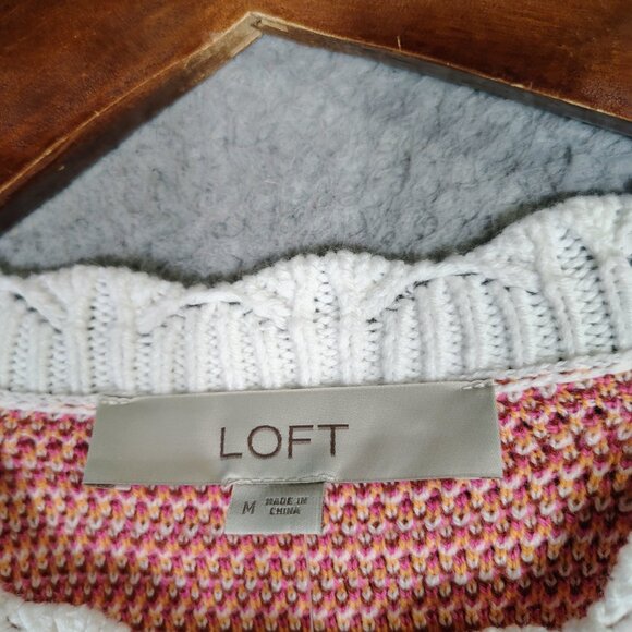 Loft Maxi Sweater Dress Women M Pink Multi Striped Knit Halter Neck Boho NWT - Picture 5 of 9